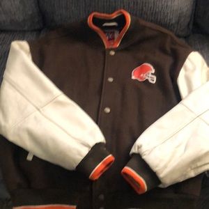 Cleveland brown bomber leather jacket